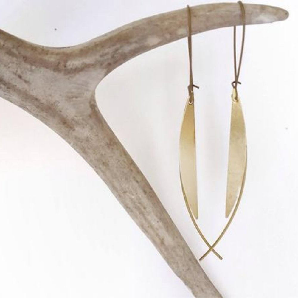 Minimalist Earrings Long Earrings Modern Minimalist Cool Earrings Brass Earrings